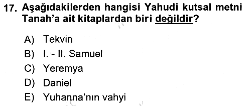 İslam İnanç Esasları 2019-2020 Ara Sınav - 17. soru