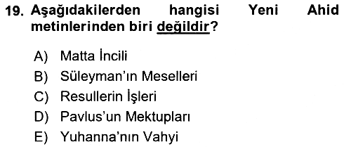 İslam İnanç Esasları 2019-2020 Ara Sınav - 19. soru