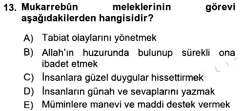 İslam İnanç Esasları 2021-2022 Ara Sınav - 13. soru
