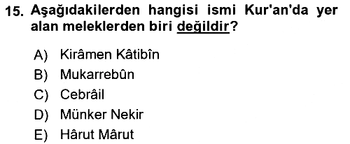 İslam İnanç Esasları 2024-2025 Ara Sınav - 15. soru