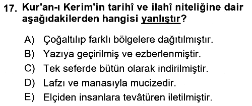 İslam İnanç Esasları 2025-2026 Ara Sınav - 17. soru