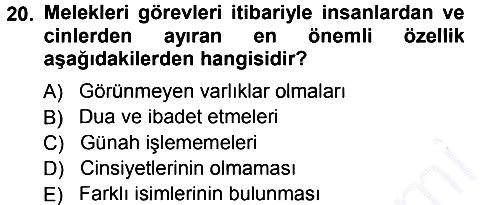 İslam İnanç Esasları 2012-2013 Dönem Sonu Sınavı - 20. soru
