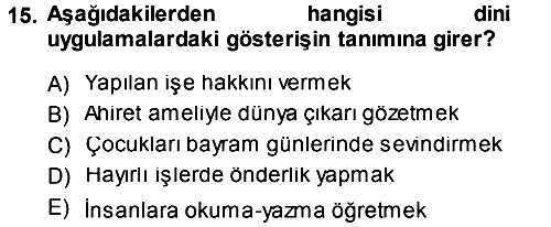 İslam İnanç Esasları 2013-2014 Dönem Sonu Sınavı - 15. soru