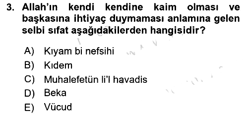İslam İnanç Esasları 2022-2023 Dönem Sonu Sınavı - 3. soru