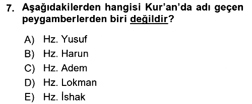 İslam İnanç Esasları 2022-2023 Dönem Sonu Sınavı - 7. soru
