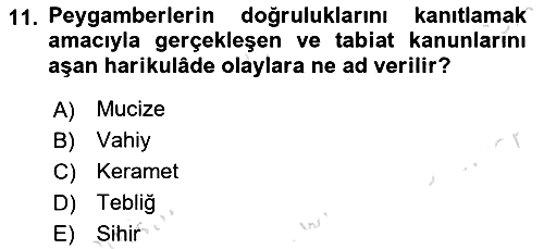 İslam İnanç Esasları 2023-2024 Yaz Okulu Sınavı - 11. soru