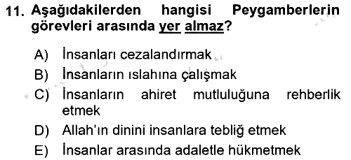 İslam İnanç Esasları 2024-2025 Yaz Okulu Sınavı - 11. soru