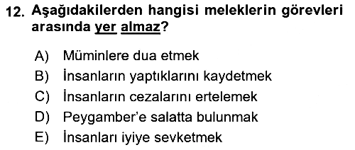 İslam İnanç Esasları 2024-2025 Yaz Okulu Sınavı - 12. soru