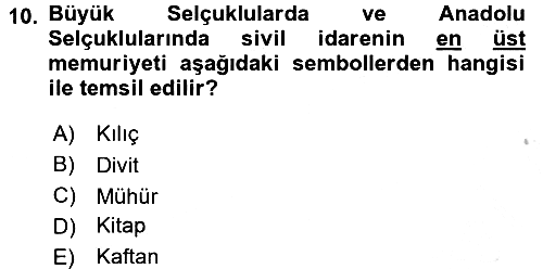 İslam Kurumları ve Medeniyeti 2016-2017 3 Ders Sınavı - 10. soru