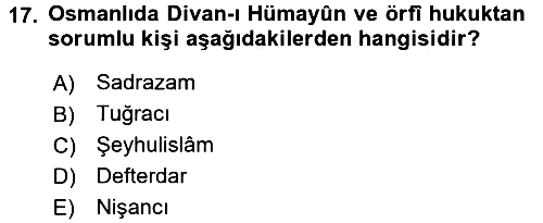 İslam Kurumları ve Medeniyeti 2016-2017 3 Ders Sınavı - 17. soru