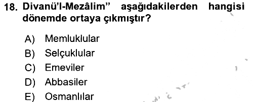 İslam Kurumları ve Medeniyeti 2016-2017 3 Ders Sınavı - 18. soru