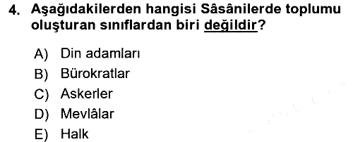 İslam Kurumları ve Medeniyeti 2017-2018 3 Ders Sınavı - 4. soru