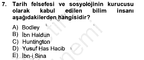 İslam Kurumları ve Medeniyeti 2012-2013 Ara Sınav - 7. soru