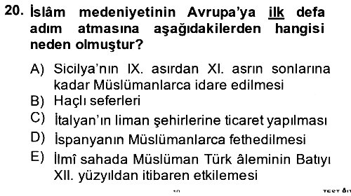 İslam Kurumları ve Medeniyeti 2012-2013 Ara Sınav - 20. soru