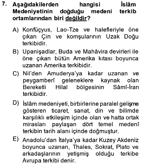 İslam Kurumları ve Medeniyeti 2013-2014 Ara Sınav - 7. soru