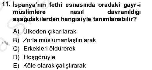 İslam Kurumları ve Medeniyeti 2013-2014 Ara Sınav - 11. soru