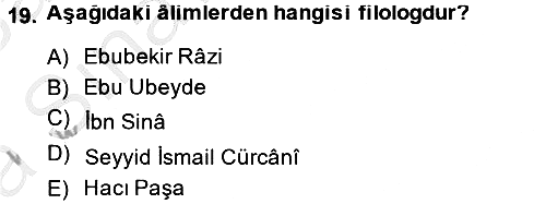 İslam Kurumları ve Medeniyeti 2013-2014 Ara Sınav - 19. soru