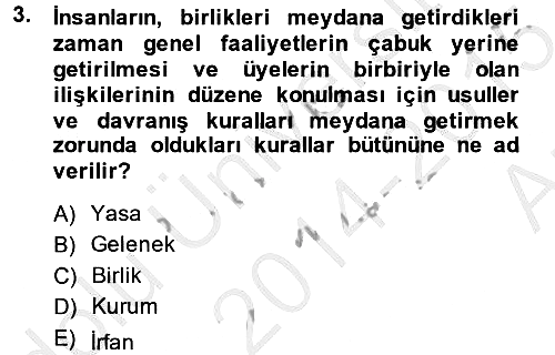İslam Kurumları ve Medeniyeti 2014-2015 Ara Sınav - 3. soru