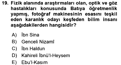 İslam Kurumları ve Medeniyeti 2016-2017 Ara Sınav - 19. soru