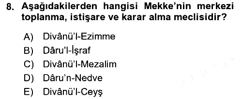 İslam Kurumları ve Medeniyeti 2017-2018 Ara Sınav - 8. soru