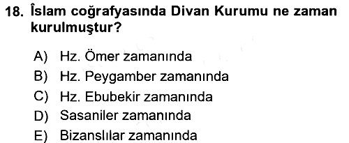 İslam Kurumları ve Medeniyeti 2017-2018 Ara Sınav - 18. soru