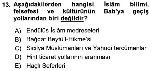İslam Kurumları ve Medeniyeti 2021-2022 Ara Sınav - 13. soru