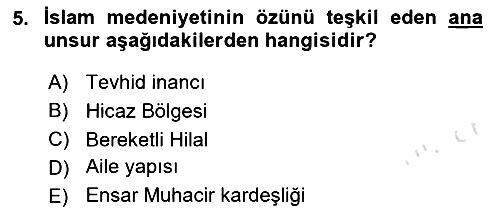 İslam Kurumları ve Medeniyeti 2024-2025 Ara Sınav - 5. soru