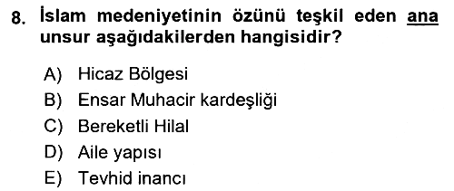 İslam Kurumları ve Medeniyeti 2025-2026 Ara Sınav - 8. soru