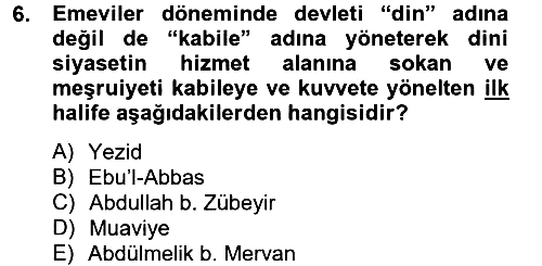 İslam Kurumları ve Medeniyeti 2012-2013 Dönem Sonu Sınavı - 6. soru