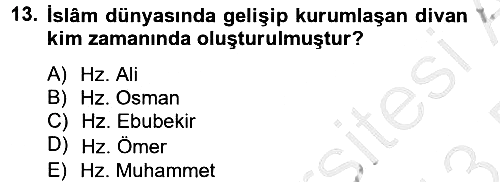 İslam Kurumları ve Medeniyeti 2012-2013 Dönem Sonu Sınavı - 13. soru