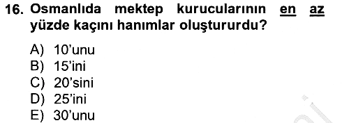 İslam Kurumları ve Medeniyeti 2012-2013 Dönem Sonu Sınavı - 16. soru