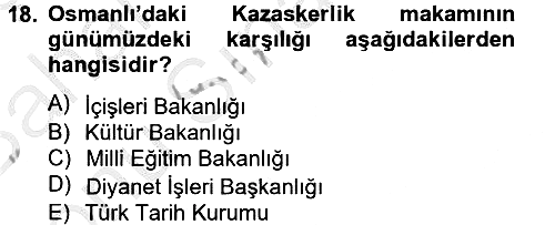 İslam Kurumları ve Medeniyeti 2012-2013 Dönem Sonu Sınavı - 18. soru