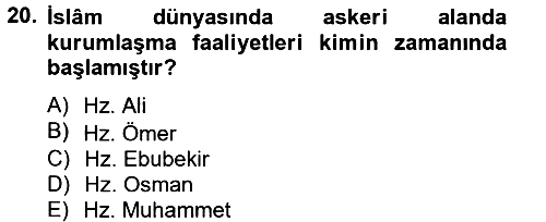 İslam Kurumları ve Medeniyeti 2012-2013 Dönem Sonu Sınavı - 20. soru