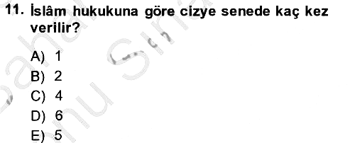 İslam Kurumları ve Medeniyeti 2013-2014 Dönem Sonu Sınavı - 11. soru