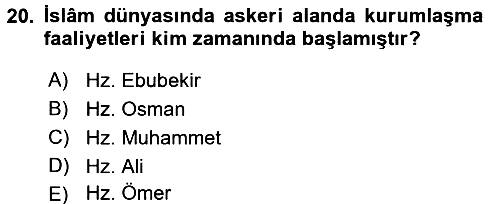 İslam Kurumları ve Medeniyeti 2015-2016 Dönem Sonu Sınavı - 20. soru