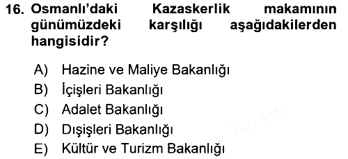 İslam Kurumları ve Medeniyeti 2018-2019 Dönem Sonu Sınavı - 16. soru