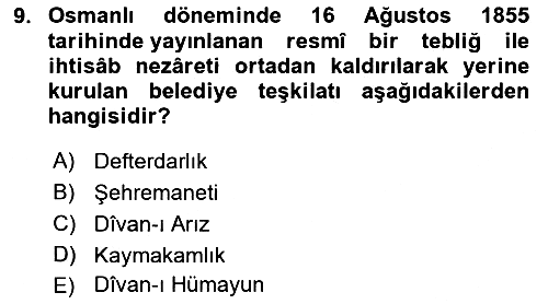 İslam Kurumları ve Medeniyeti 2021-2022 Dönem Sonu Sınavı - 9. soru