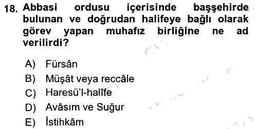 İslam Kurumları ve Medeniyeti 2025-2026 Dönem Sonu Sınavı - 18. soru