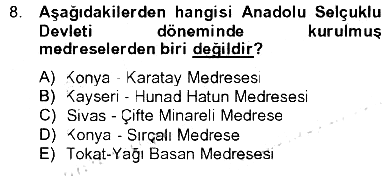 İslam Kurumları ve Medeniyeti 2012-2013 Tek Ders Sınavı - 8. soru