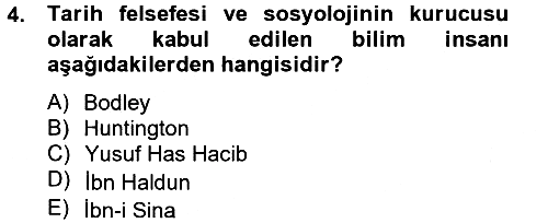 İslam Kurumları ve Medeniyeti 2013-2014 Tek Ders Sınavı - 4. soru
