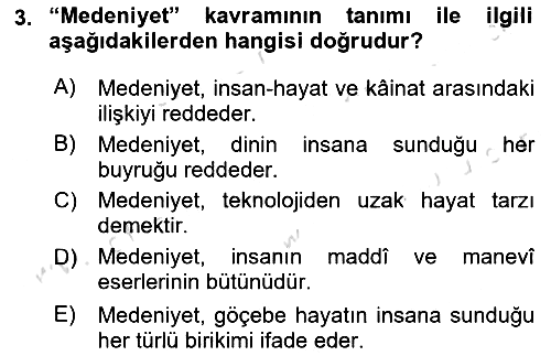 İslam Kurumları ve Medeniyeti 2023-2024 Yaz Okulu Sınavı - 3. soru