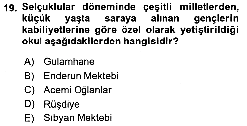 İslam Kurumları ve Medeniyeti 2023-2024 Yaz Okulu Sınavı - 19. soru