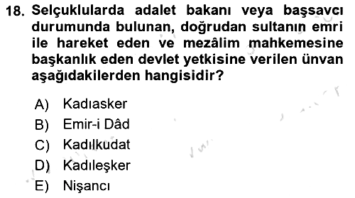 İslam Kurumları ve Medeniyeti 2024-2025 Yaz Okulu Sınavı - 18. soru