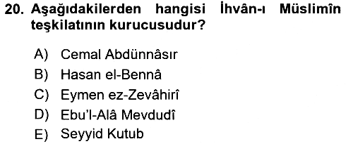 İslam Mezhepleri Tarihi 2016-2017 3 Ders Sınavı - 20. soru