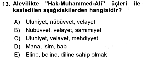 İslam Mezhepleri Tarihi 2017-2018 3 Ders Sınavı - 13. soru
