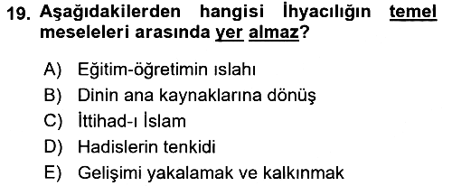 İslam Mezhepleri Tarihi 2017-2018 3 Ders Sınavı - 19. soru