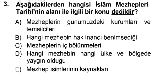 İslam Mezhepleri Tarihi 2012-2013 Ara Sınav - 3. soru