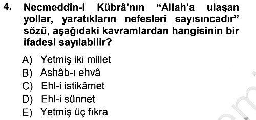 İslam Mezhepleri Tarihi 2012-2013 Ara Sınav - 4. soru