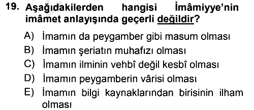 İslam Mezhepleri Tarihi 2012-2013 Ara Sınav - 19. soru