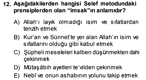İslam Mezhepleri Tarihi 2013-2014 Ara Sınav - 12. soru
